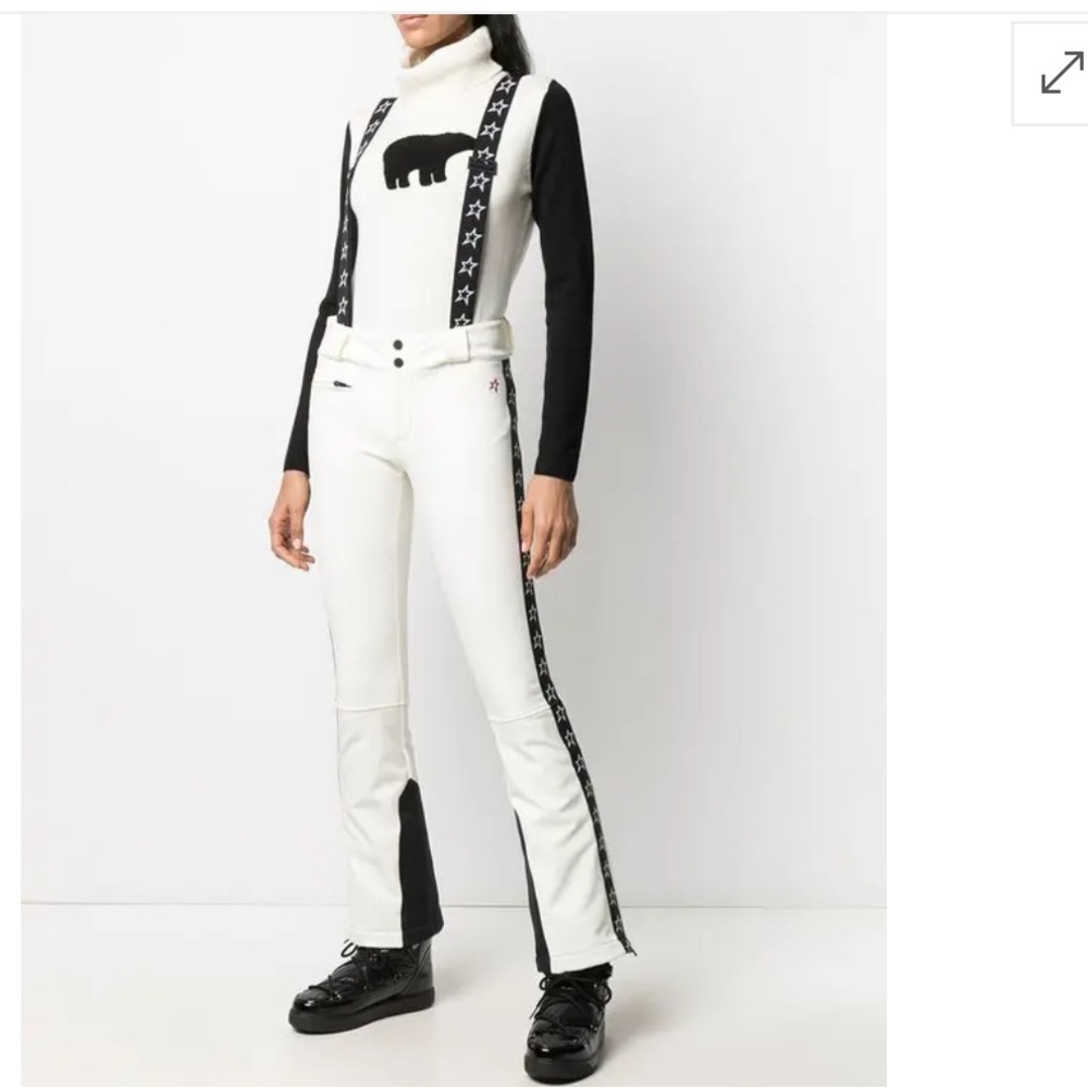 Perfect moment polar bear turtleneck jumper white blue extra fine merino wool S